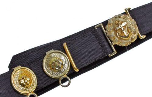 Ремень и золотистая пряжка офицера Кригсмарине, диаметром 40 мм с подвесом для кортика.