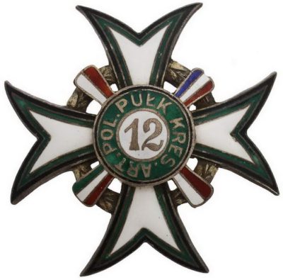 Аверс и реверс полкового знака 12-й пограничного полка легкой артиллерии.