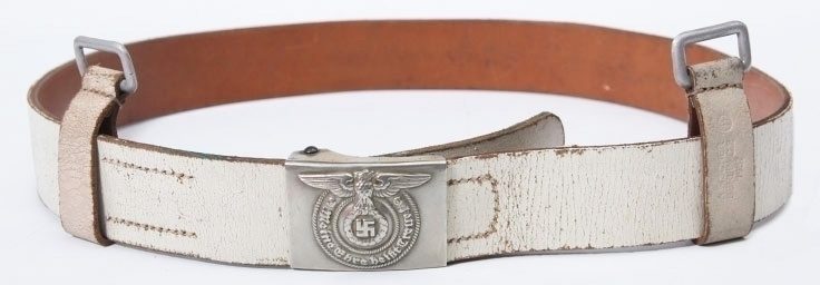 Парадный белый ремень со стандартной пряжкой солдата СС «Лейбштандарт».