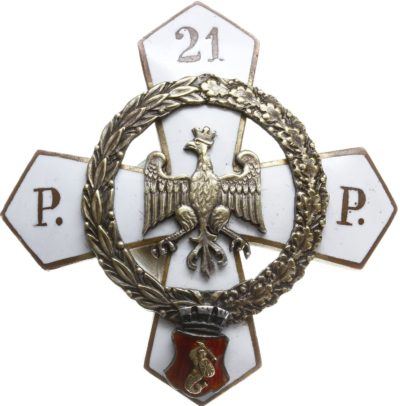Аверс и реверс полкового знака 21-го Варшавского пехотного полка.