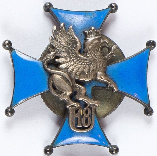 Аверс и реверс офицерского полкового знака 18-го Поморского уланского полка.