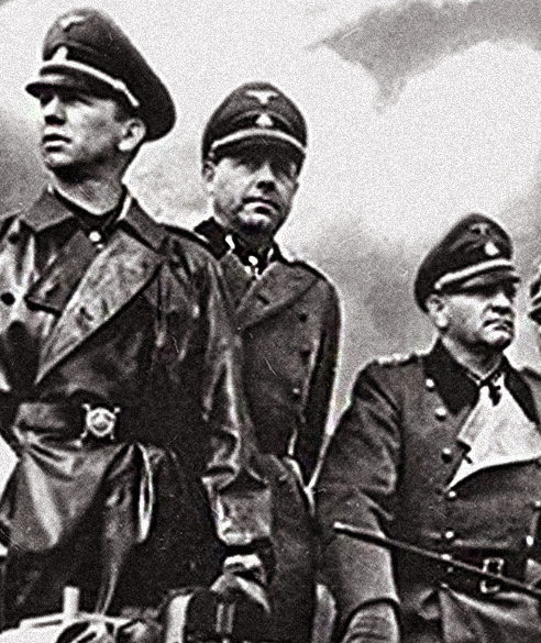 Курт Мейер Фриц де Витт и Зепп Дитрих. Франция. 1944 г.