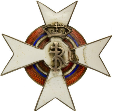 Аверс и реверс офицерского полкового знака 20-го уланского полка им. короля Яна III Собеского.