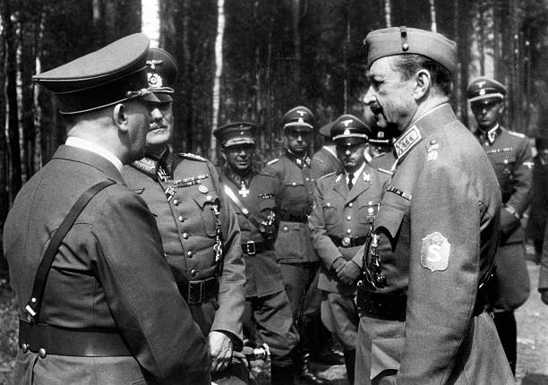 Вильгельм Кейтель, Карл Маннергейм и Адольф Гитлер. 1943 г.