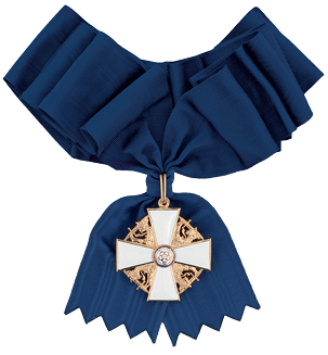 Большой крест ордена Белой розы Финляндии с узкой лентой для женщин. 