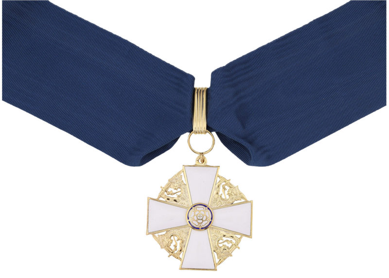 Командорский крест 1-го класса ордена Белой розы Финляндии на шейной ленте для мужчин.