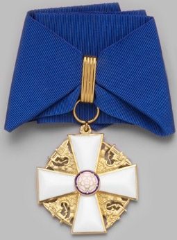 Командорский крест ордена Белой розы Финляндии на шейной ленте для мужчин. 