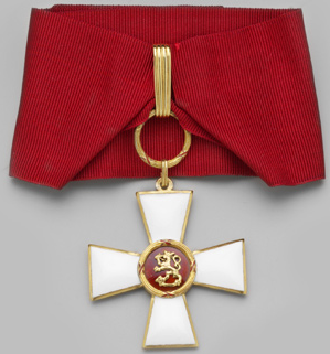 Командорский Крест ордена Льва Финляндии на шейной ленте для мужчин.