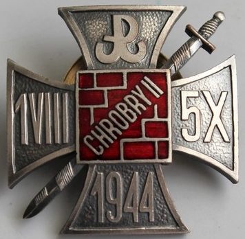 Аверс и реверс наградного серебряного знака группы «Храбри 2» Армии Краевой.