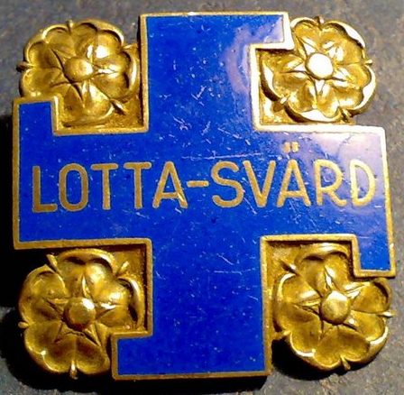 Аверс и реверс золотого членского знака женской военизированной организации «Lotta Svärd».