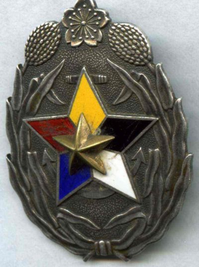 Аверс и реверс серебряного знака Союза Морской Самообороны.
