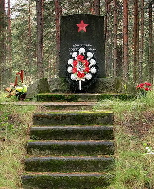 п. Серово. Памятник на Сосновой Поляне, установлен на братской могиле, в которой похоронено 96 советских воинов, павших в годы Советско-финской (1939-1940) и Великой Отечественной (1941-1945) войн. 