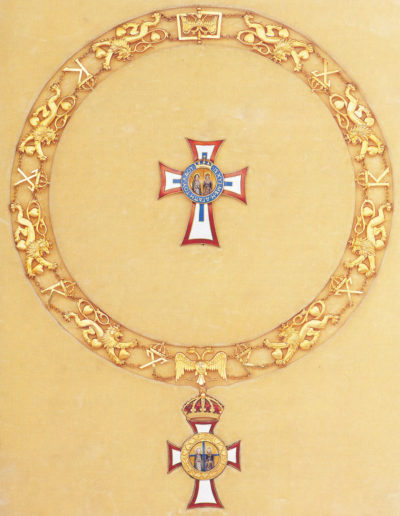 Цепь ордена Святых Георгия и Константина без мечей со звездой и знаком ордена.