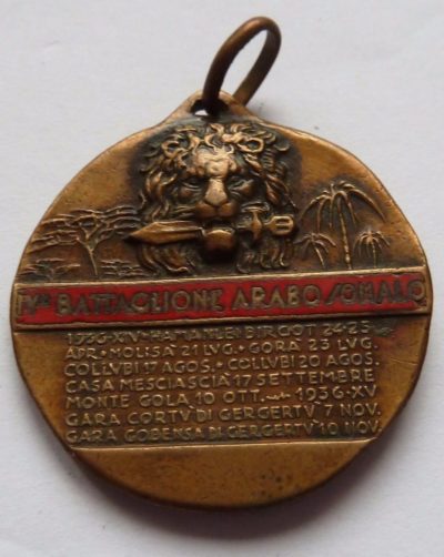 Аверс и реверс памятной бронзовой медали IV-го арабо-сомалийского батальона.