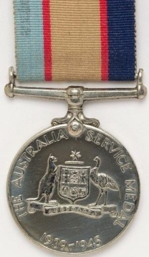 Аверс и реверс медали Австралийской службы 1939-1945.