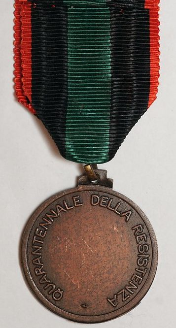 Аверс и реверс памятной медали 40-летия Итальянского движения Сопротивления.