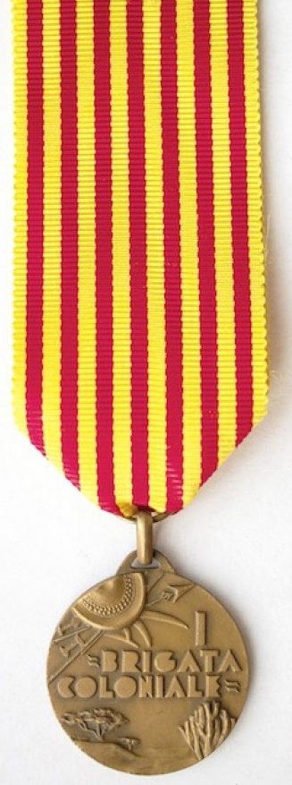 Аверс и реверс памятной медали 1-ой колониальной бригады. Медаль изготовлена из бронзы, диаметр - 30 мм.