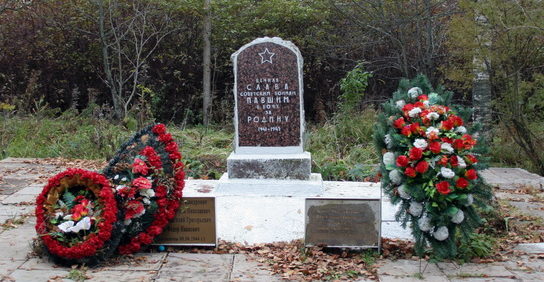 п. Новинка Гатчинского р-на. Памятник, установленный на братской могиле, где похоронено 25 советских воинов и партизан, в т.ч. 14 неизвестных. 