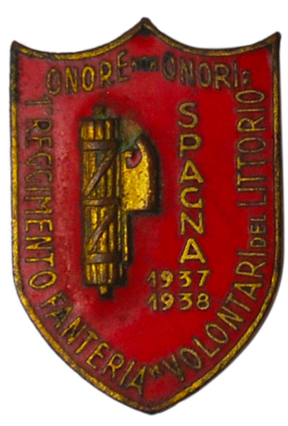 Аверс и реверс знака 1-го пехотного полка добровольческого дивизиона «Littorio» O.M.S в Испании.