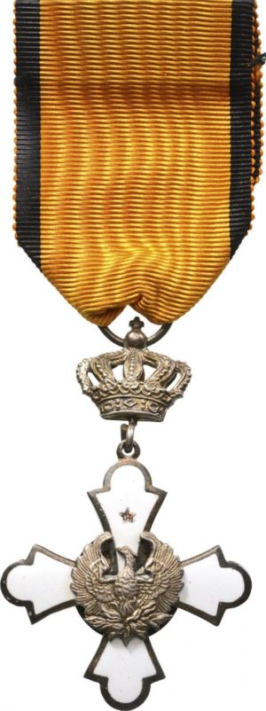 Аверс и реверс Рыцарского серебряного креста ордена Феникса.