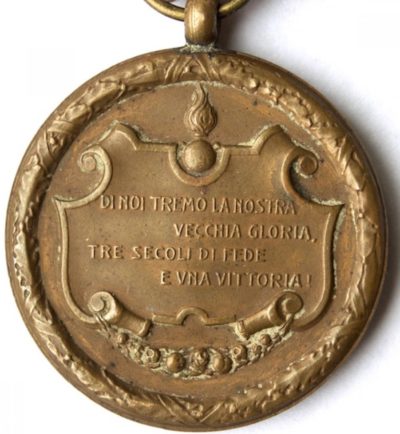 Аверс и реверс памятной бронзовой медали бригады «Granatieri di Sardegn».