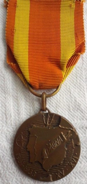 Аверс и реверс памятной медали добровольного подразделение «Littorio» в Испании 1937-38 гг.