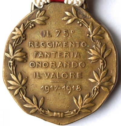 Аверс и реверс памятной медали 75-го пехотного полка бригады «Napoli».