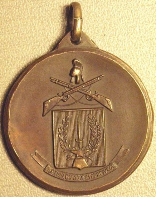 Аверс и реверс памятной медали школы итальянской пехоты.