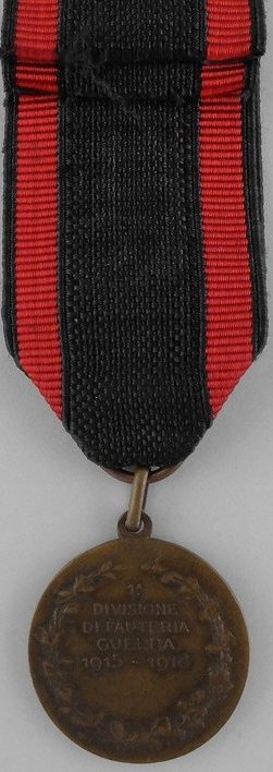 Аверс и реверс памятной бронзовой медали 1-ой пехотной дивизии. 