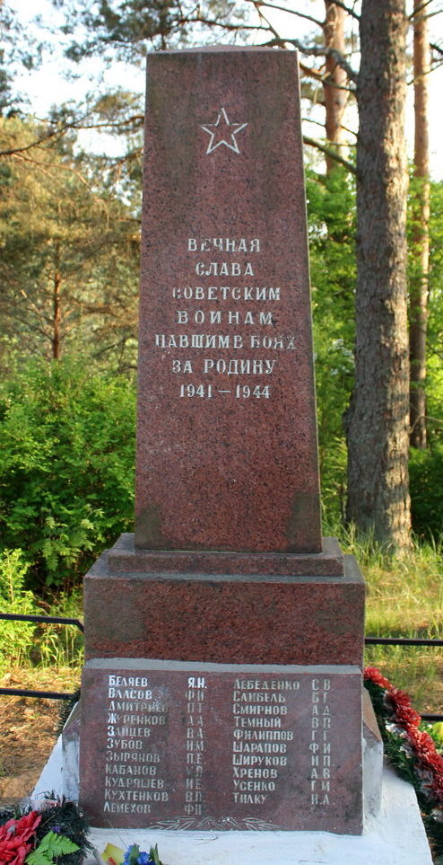 д. Лопотово Лодейнопольского р-на. Памятник, установленный на братской могиле, в которой захоронено 37 неизвестных советских воинов. 