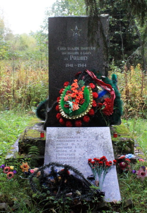 д. Шапша Лодейнопольского р-на. Памятник, установленный на братской могиле, в которой захоронено 22 советских воина.