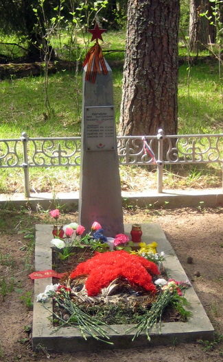 п. Курголово Кингисеппского р-на. Памятник, установленный на братской могиле, в которой захоронено 4 летчиков, погибших во время Советско-Финской войны. 