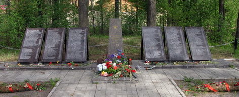 п. Токсово Всеволожского р-на. Памятник, установленный на братской могиле, в которой захоронено 350 советских воинов.