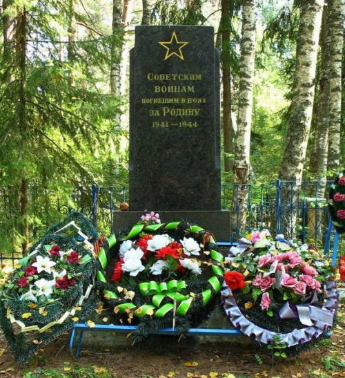 д. Малая Ящера Лужского р-на. Памятник на кладбище установлен на братской могиле советских воинов.