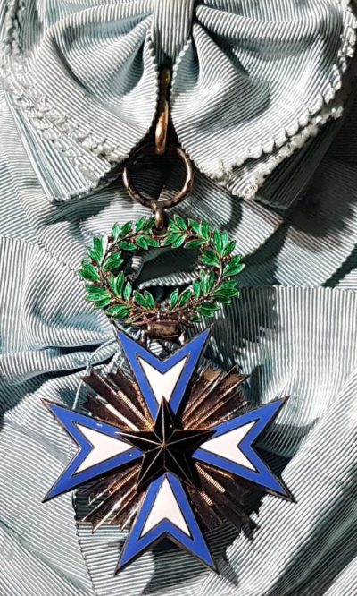 Знак Кавалера большого креста ордена Чёрной звезды на ленте-перевязи.