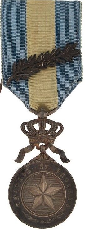 Аверс и реверс серебряной медали ордена Африканской звезды.