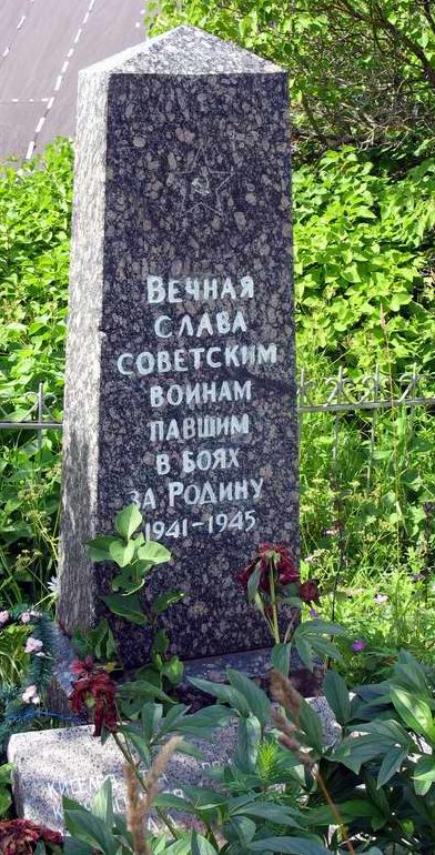 д. Стаи Лужского р-на. Памятник, установленный на братской могиле, в которой похоронено 19 советских воинов, в т.ч. 7 неизвестных.