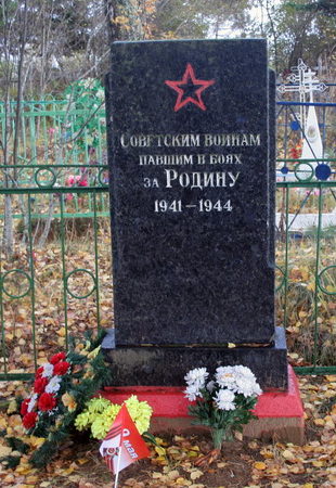д. Апраксин Бор Тосненского р-на. Памятник, установленный на братской могиле, в которых захоронено 10 советских воинов, в т.ч. 9 неизвестных.