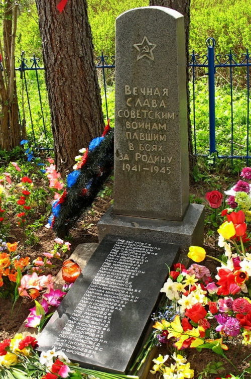 д. Хабалинка Лужского р-на. Памятник, установленный на братской могиле, в которой похоронено 25 советских воинов, в т.ч. 14 неизвестных.
