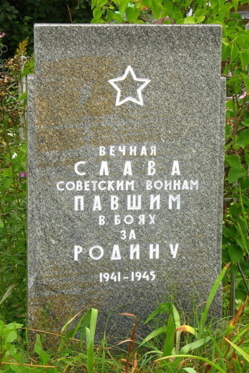 д. Щупоголово Лужского р-на. Памятник на кладбище, установленный на братской могиле, в которой захоронено 12 советских воинов.