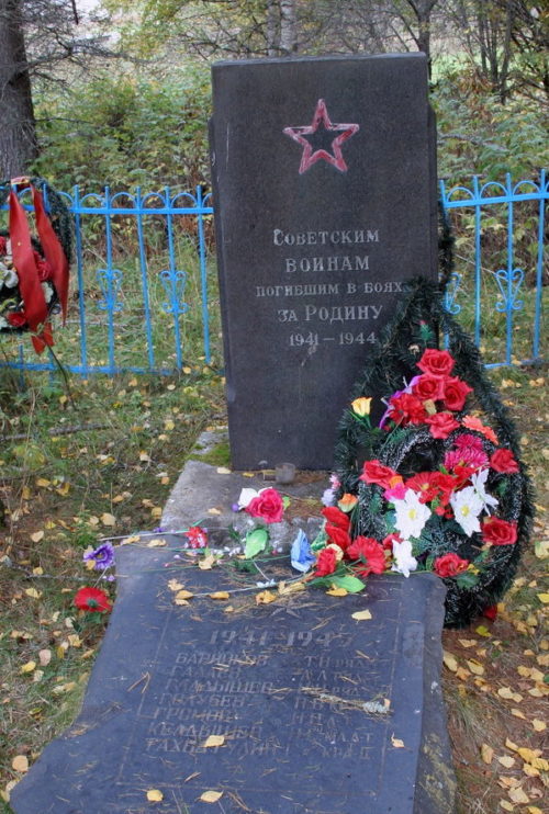 д. Родионово Подпорожского р-на. Памятник на кладбище, установленный на братской могиле, в которой похоронено 7 советских воинов.