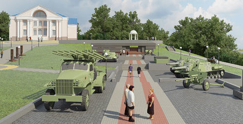 Военная техника и вооружение на мемориале.