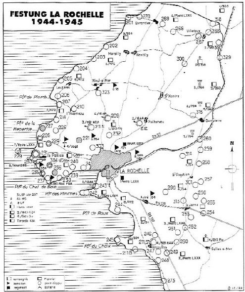 Схема размещения опорных оборонительных пунктов крепости Ла-Рошель.
