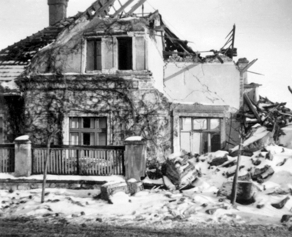 Результаты ковровой бомбардировки союзников. Нитра, 26 марта 1945 г.