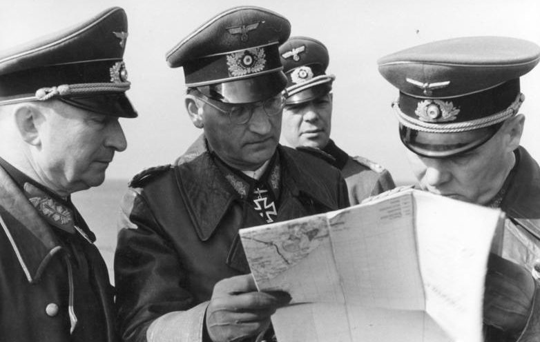 Rommel, Lang, Spiedel, Sinhyuber.  Pas de Calais.  Franciaország.  1944. április