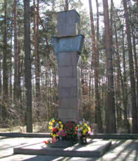 г. Скидель Гродненского р-на. Памятник у больницы, установленный на братской могиле, в которой похоронено 6 советских воинов.