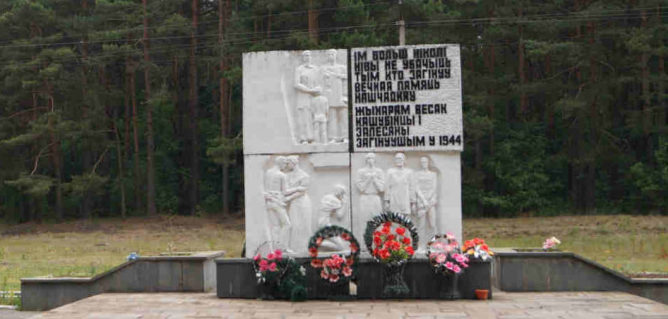 г. Скидель Гродненского р-на. Памятник у больницы, установленный на братской могиле, в которой похоронен 31 советский воин.