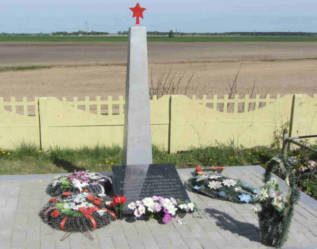 д. Стрельцы Гродненского р-на. Братская могила, где захоронено 9 советских воинов, из них 5 неизвестных.