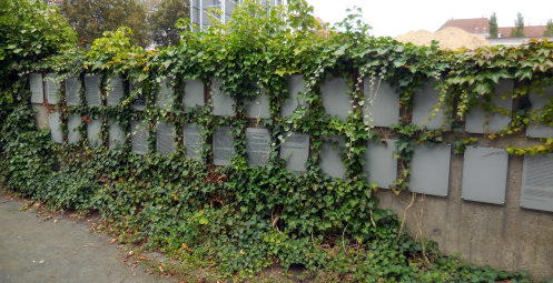 г. Брауншвейг. Памятная стена на месте концлагеря Шиллштрассе, в котором содержалось 2 тысячи заключенных, из которых погибли 600 человек. 