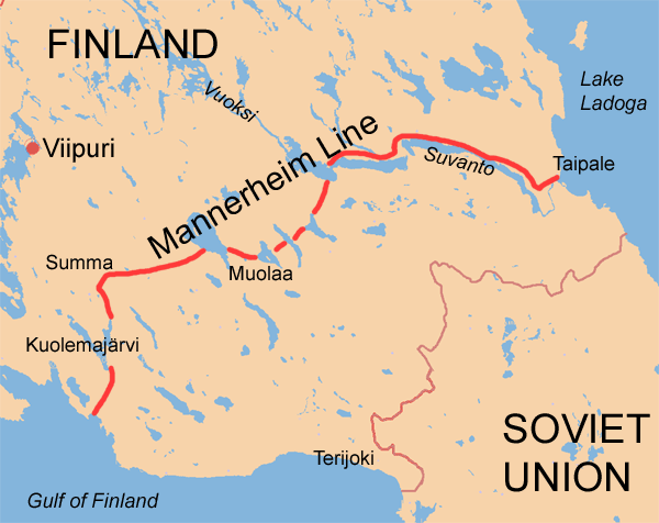 Схема линии Маннергейма. 